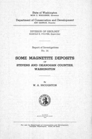 Some Magnetite Deposits of Stevens and Okanogan Counties, Washington