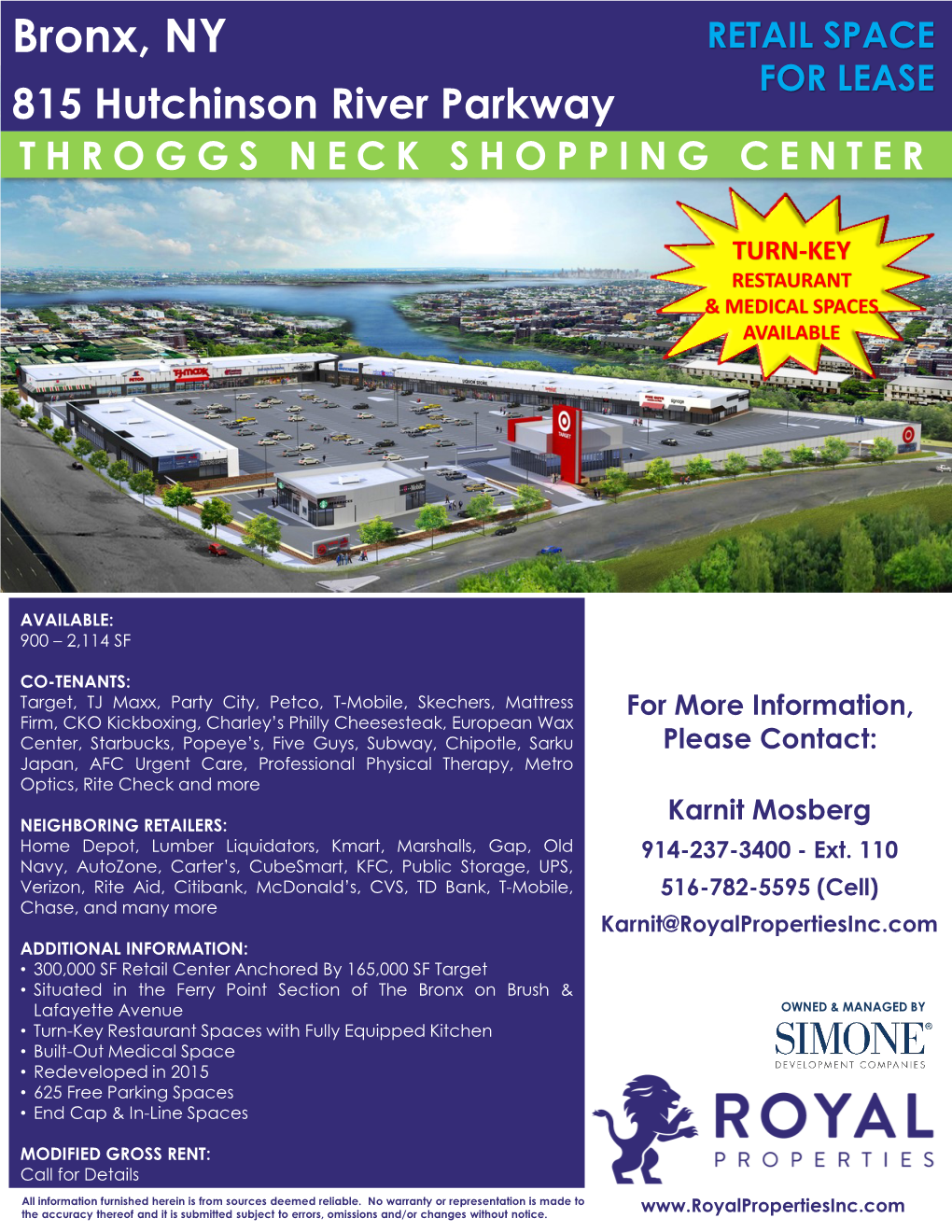 Bronx, NY RETAIL SPACE for LEASE 815 Hutchinson River Parkway THROGGS NECK SHOPPING CENTER