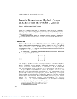 Essential Dimensions of Algebraic Groups and a Resolution Theorem for G-Varieties