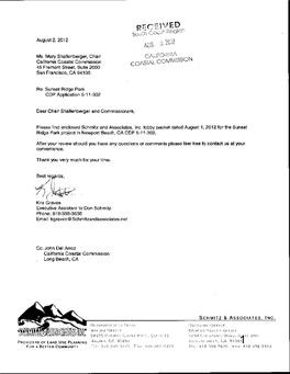 Correspondence Received Regarding the California Coastal Commission
