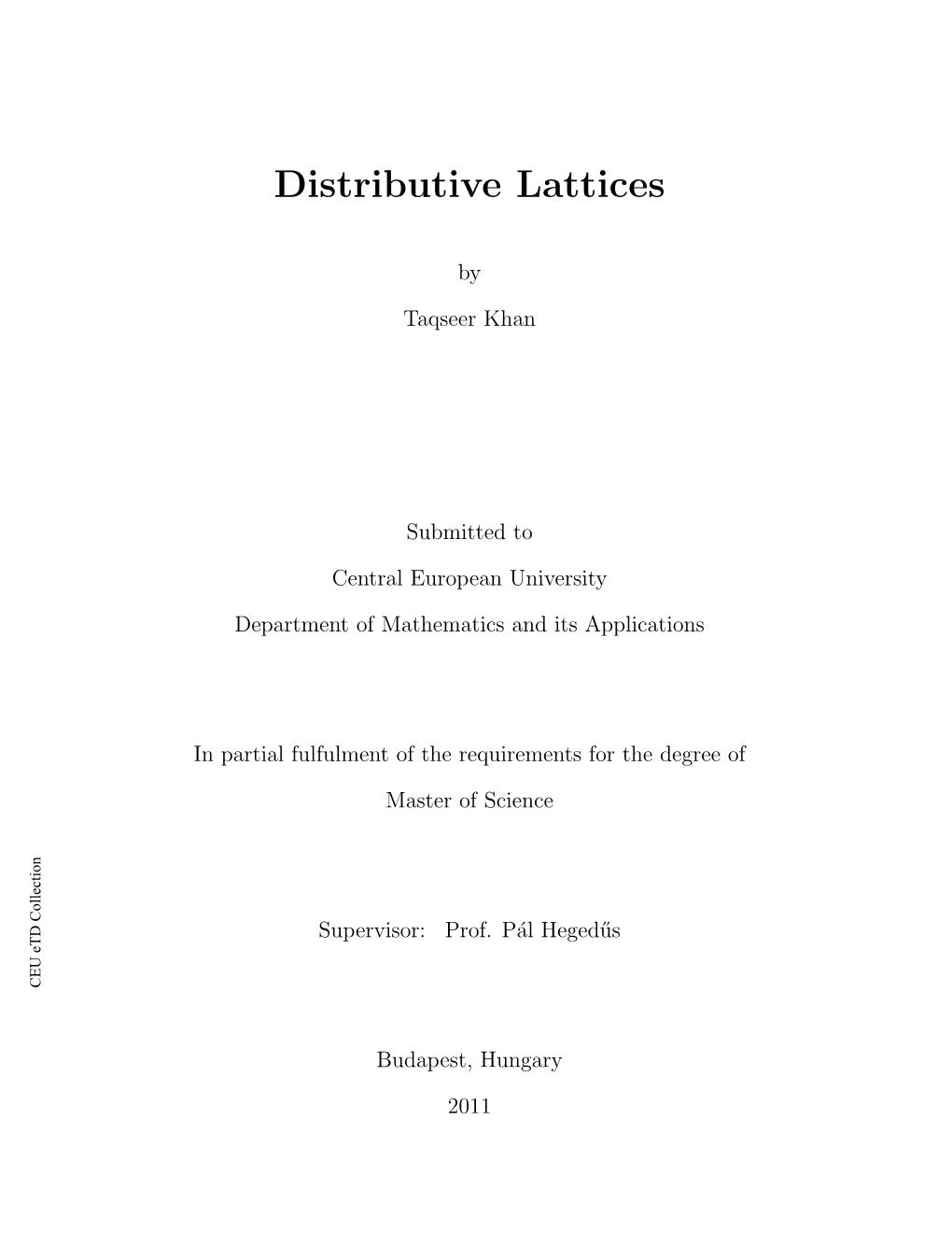 Distributive Lattices