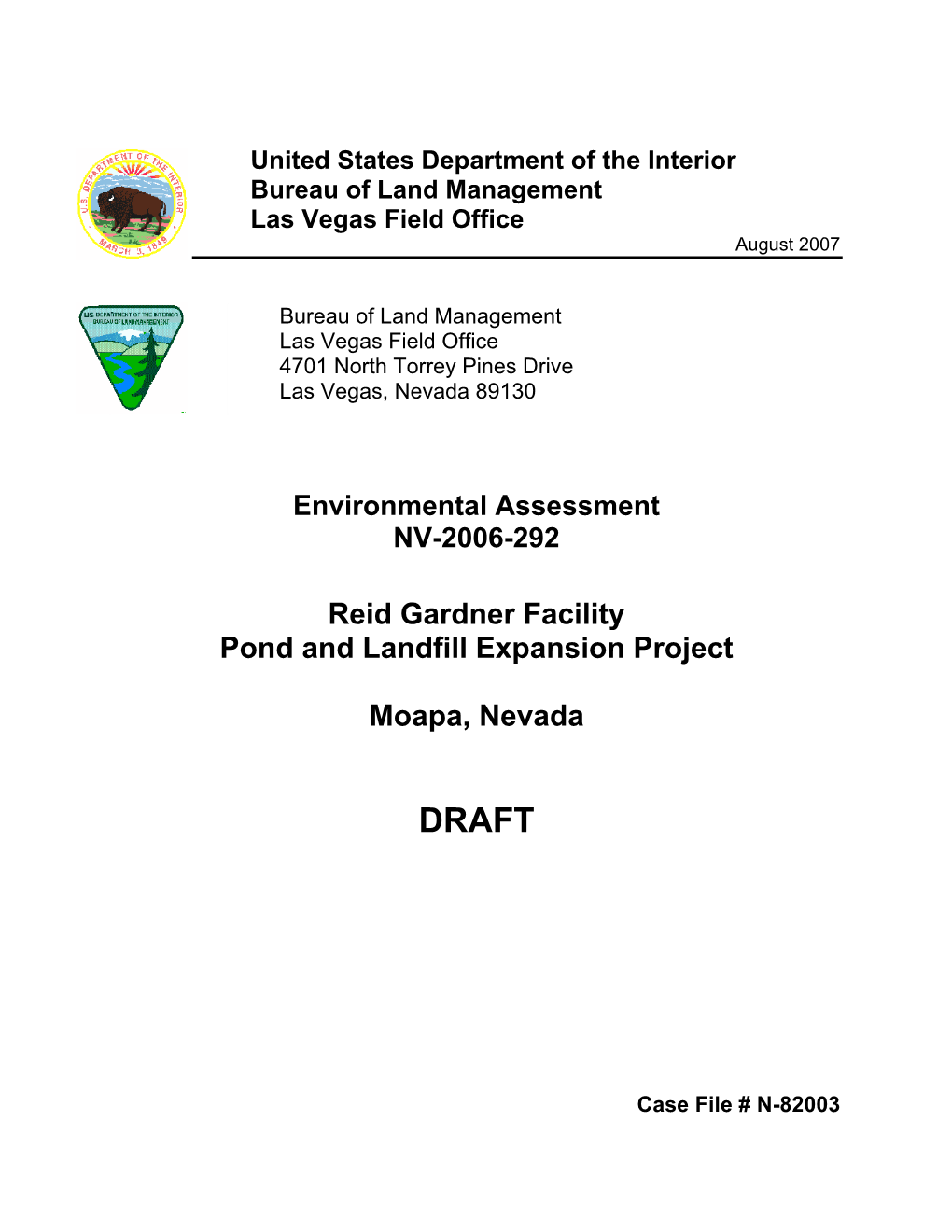 Reid Gardner Facility Pond and Landfill Expansion Project Moapa