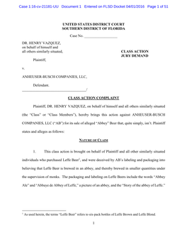 Case 1:16-Cv-21181-UU Document 1 Entered on FLSD Docket 04/01/2016 Page 1 of 51