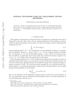 Optimal Transport Maps on Alexandrov Spaces Revisited 3