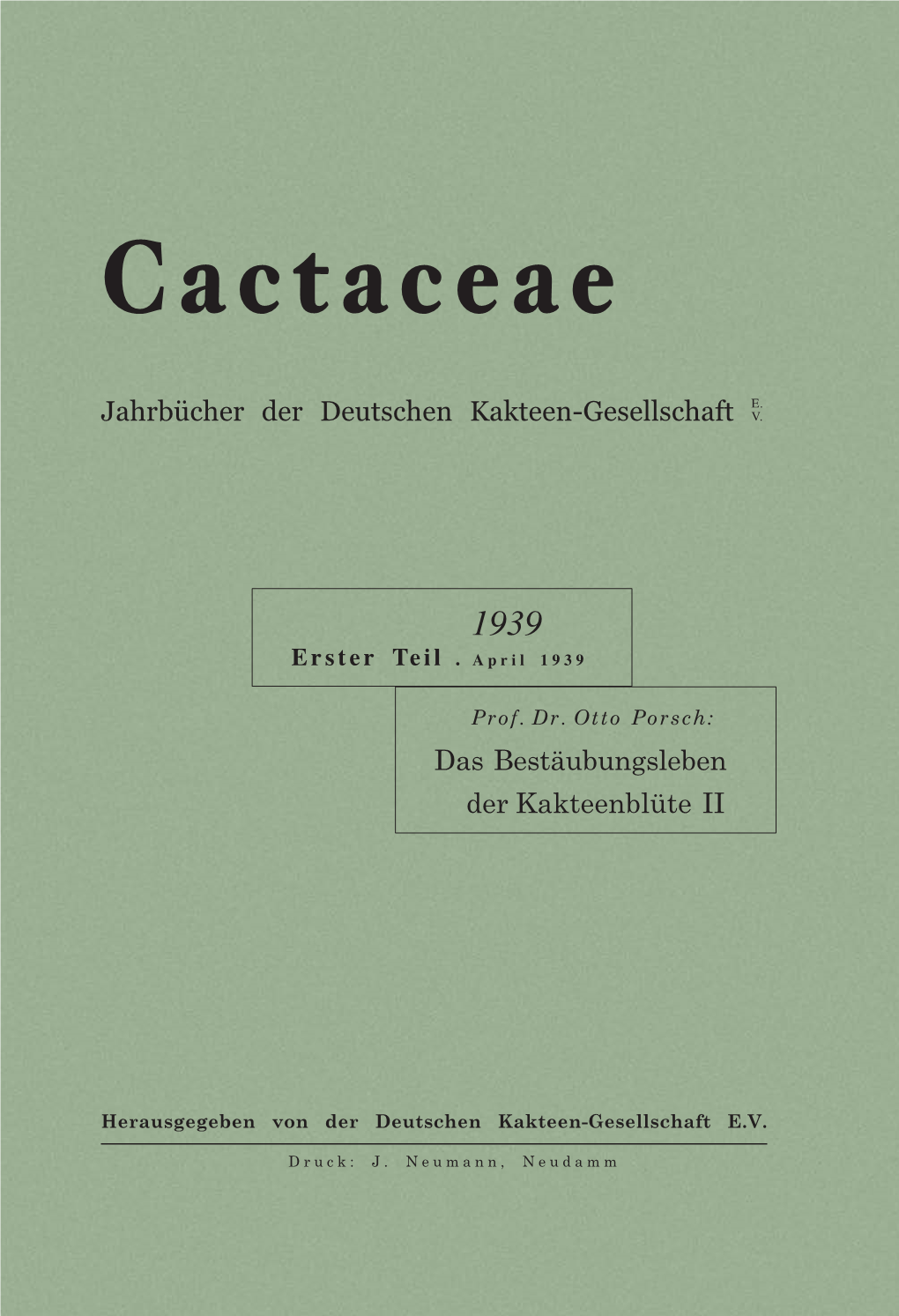 CACTACEAE“ Einzuordnen Sind, Ist Der Klemmrücken