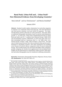 Rural Push, Urban Pull And... Urban Push? New Historical Evidence