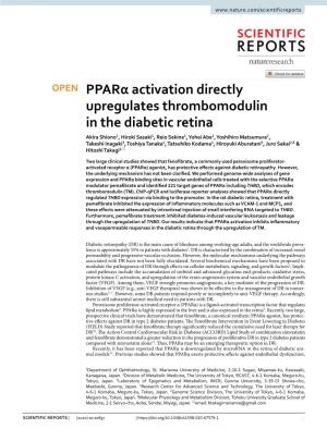 Pparα Activation Directly Upregulates Thrombomodulin in the Diabetic Retina