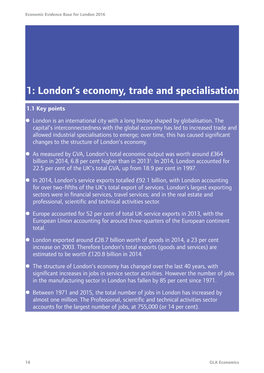 1: London's Economy, Trade and Specialisation