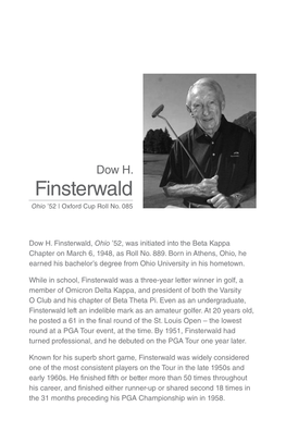 Finsterwald Ohio ’52 | Oxford Cup Roll No