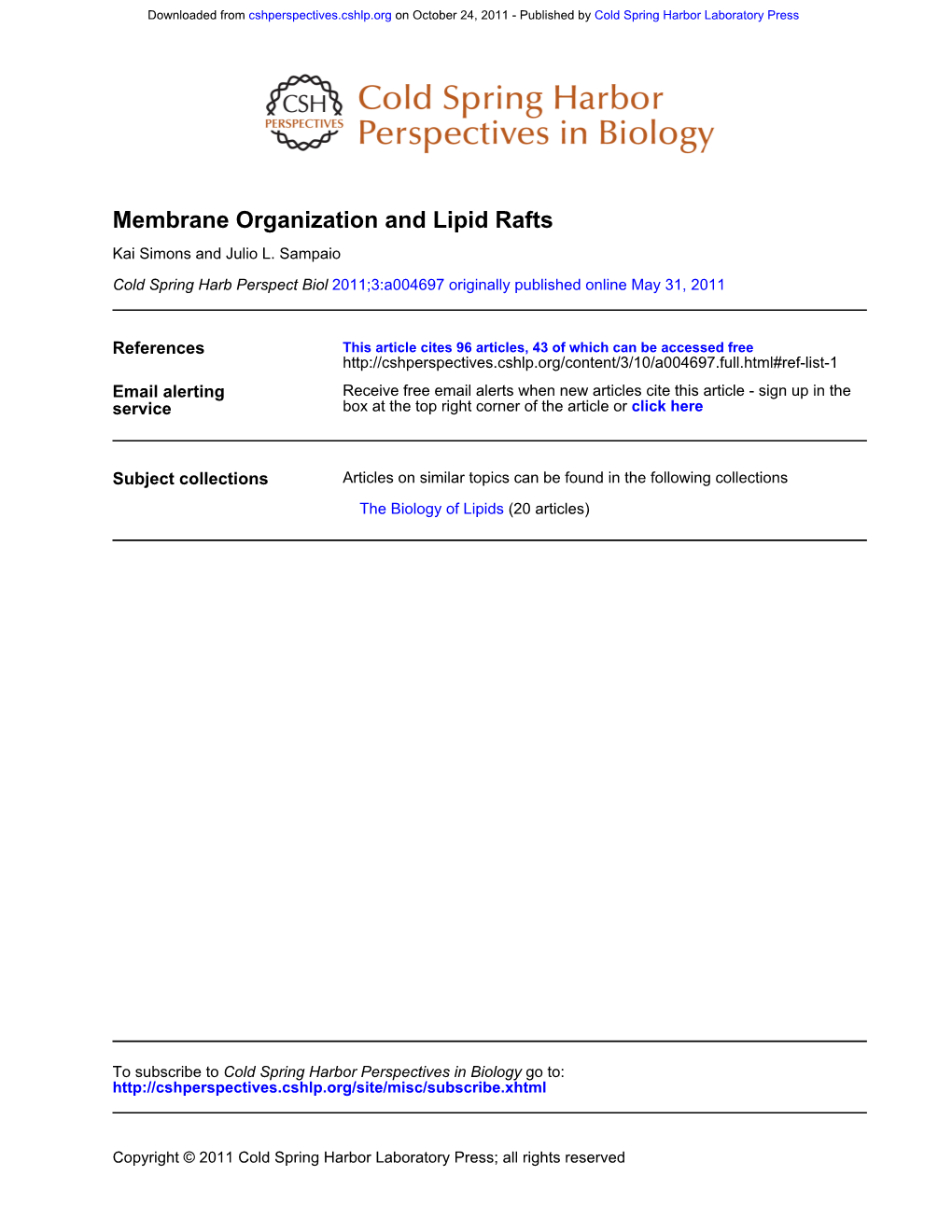 Membrane Organization and Lipid Rafts