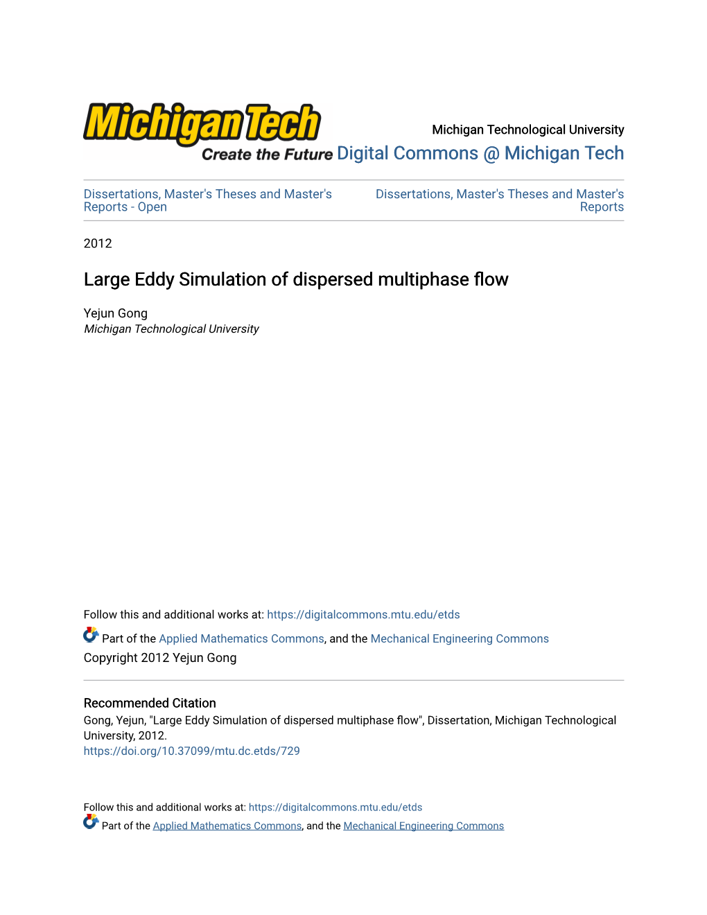 Large Eddy Simulation of Dispersed Multiphase Flow