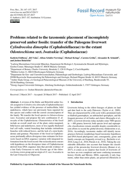 Problems Related to the Taxonomic Placement Of