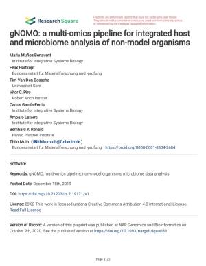 A Multi-Omics Pipeline for Integrated Host and Microbiome Analysis of Non-Model Organisms