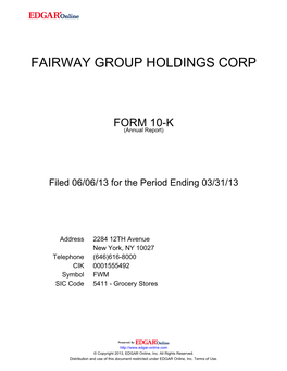 Fairway Group Holdings Corp