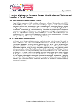 Learning Modules for Geometric Pattern Identification and Mathematical