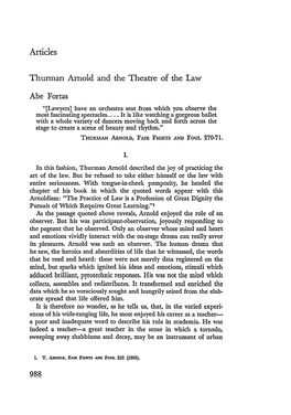 Thurman Arnold and the Theatre of the Law