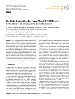 The Finite Element Sea Ice-Ocean Model (FESOM) V.1.4: Formulation of an Ocean General Circulation Model