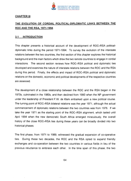 The Evolution of Cordial Political-Diplomatic Links Between the Roc and the Rsa, 1971-1994