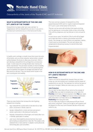 Osteoarthritis of the Joints of the Thumb (CMC and STT Arthritis)