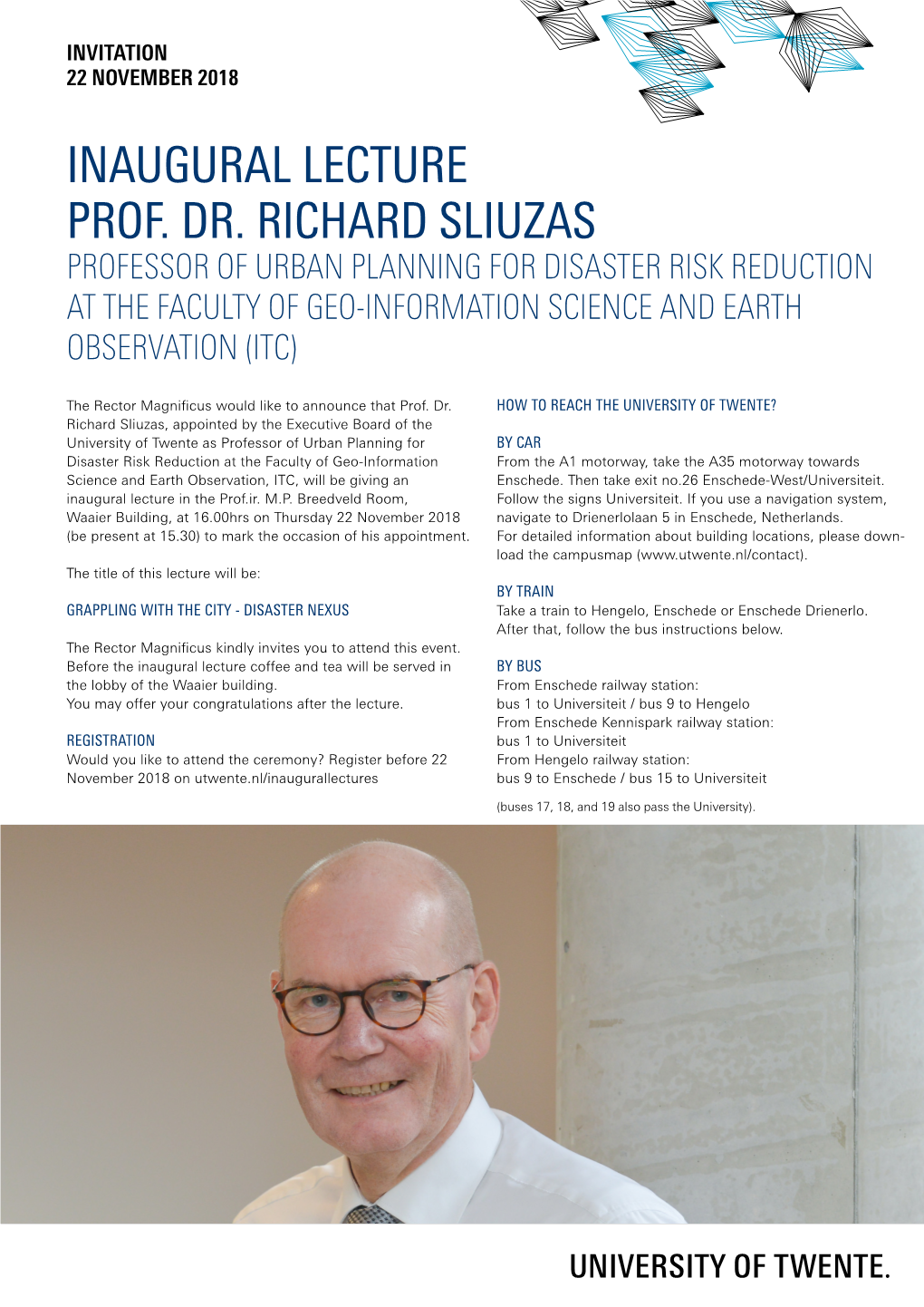 INVITATION Inaugural Lecture Prof. Dr. Richard Sliuzas