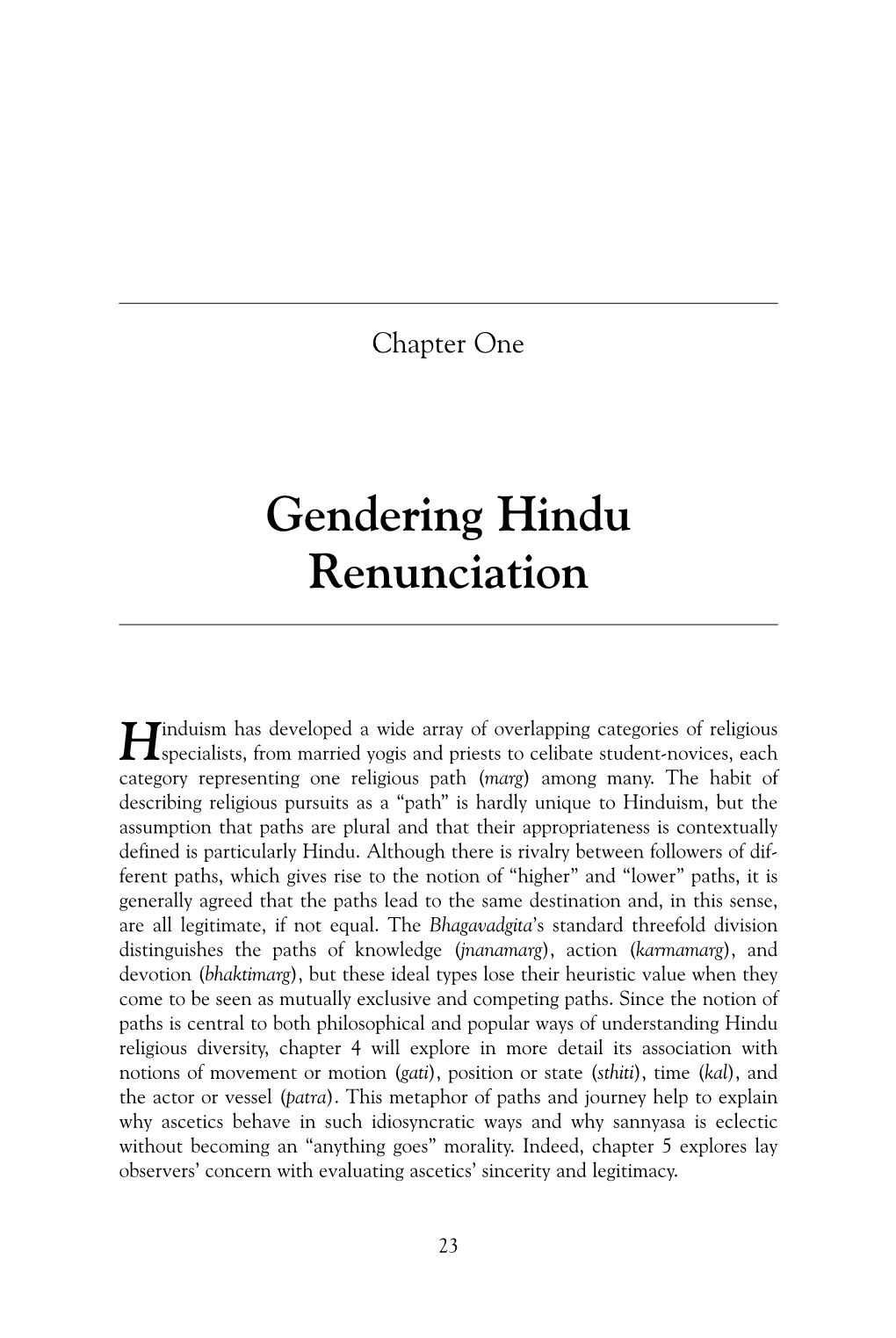 Gendering Hindu Renunciation Hinduism