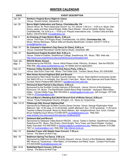 Scottish Country Dance and Related Events Schedule