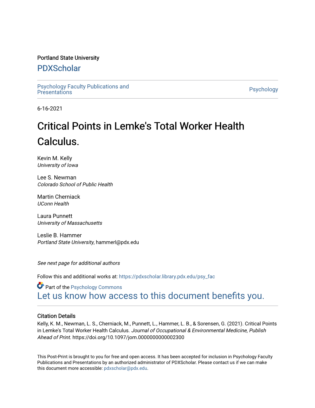 Critical Points in Lemke's Total Worker Health Calculus