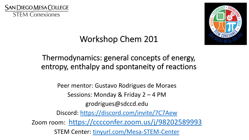 Workshop Chem 201