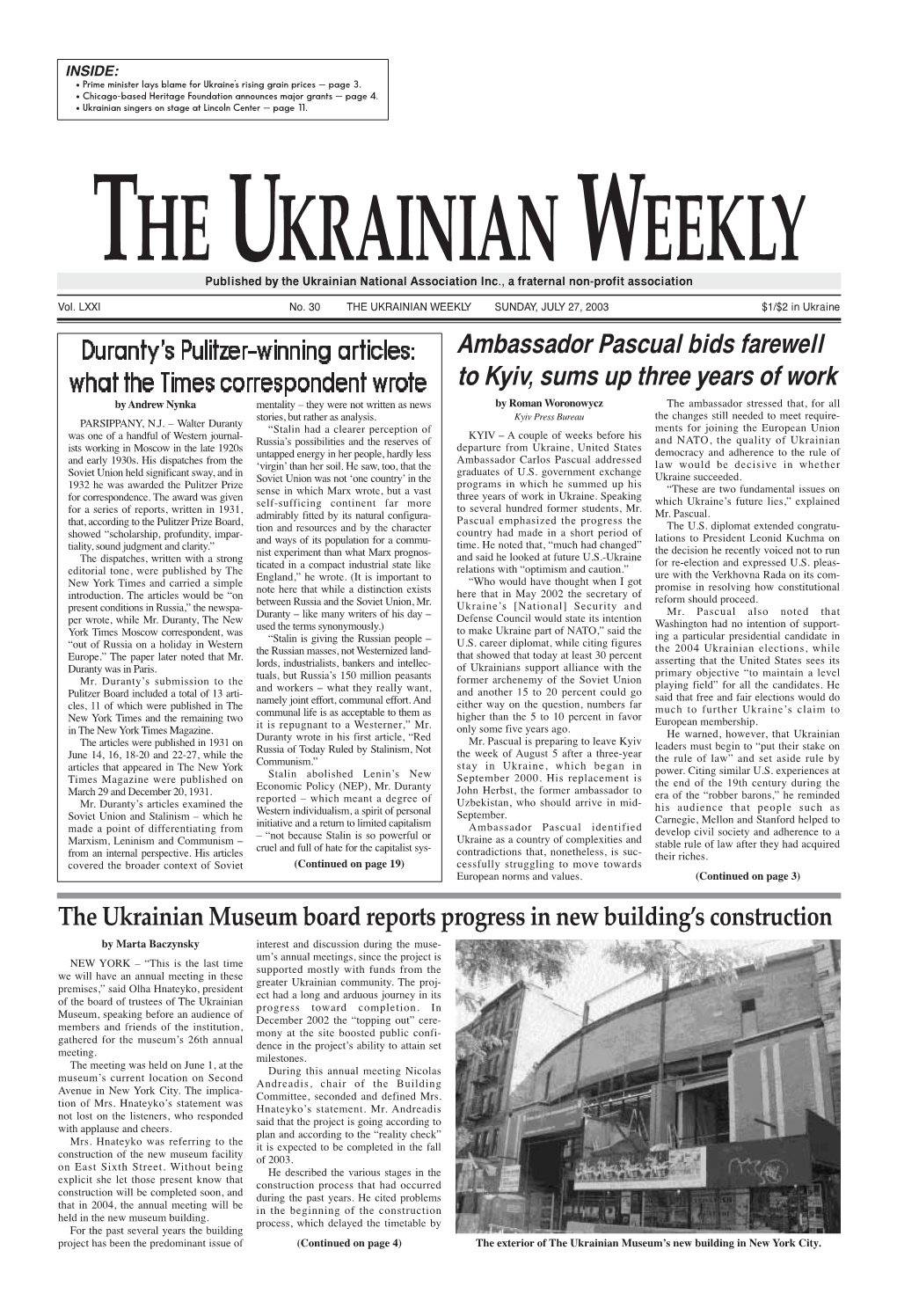 The Ukrainian Weekly 2003, No.30