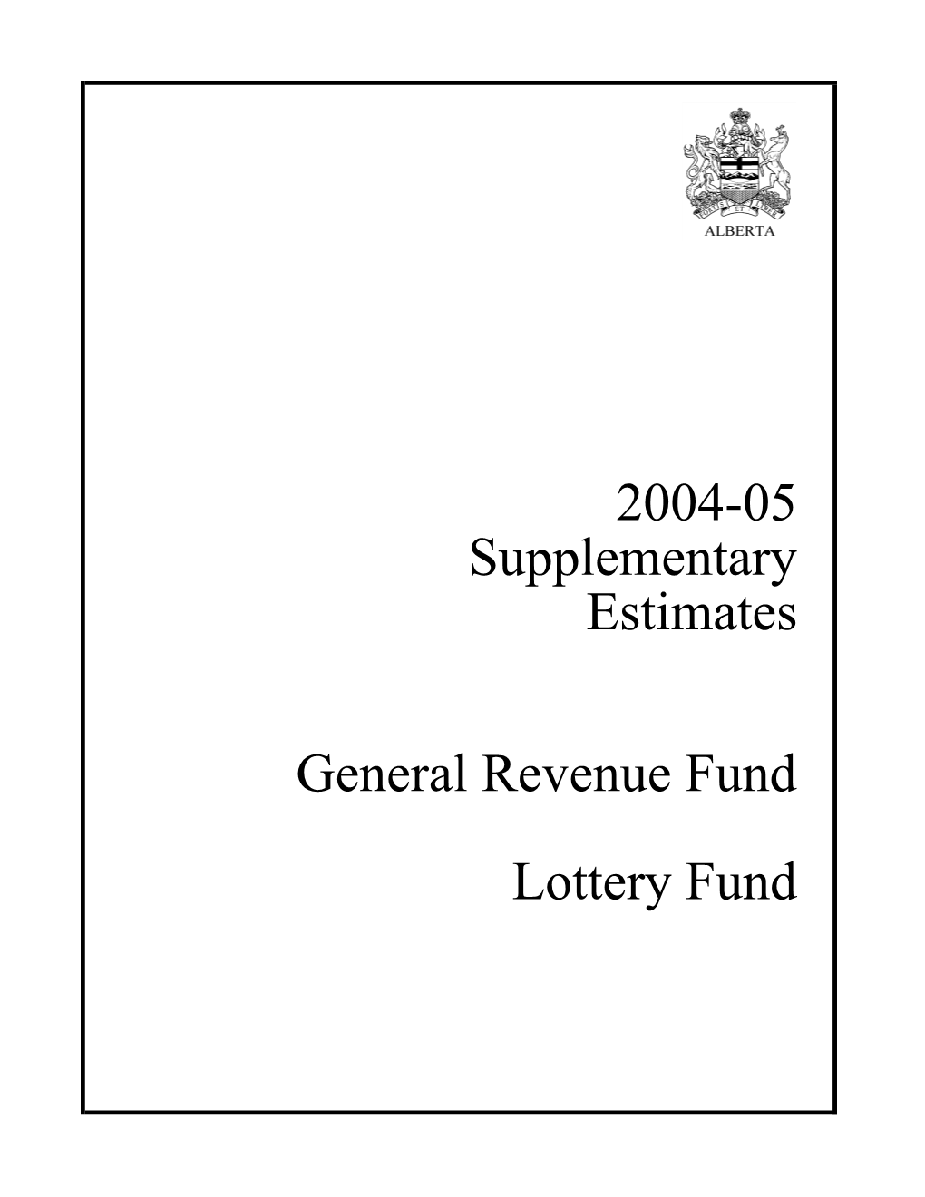 2004-05 Supplementary Estimates