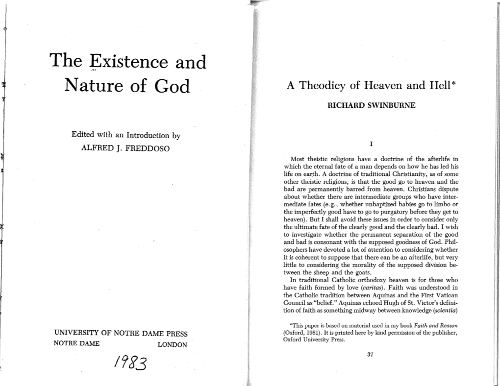 A Theodicy of Heaven and Hell* RICHARD SWINBURNE