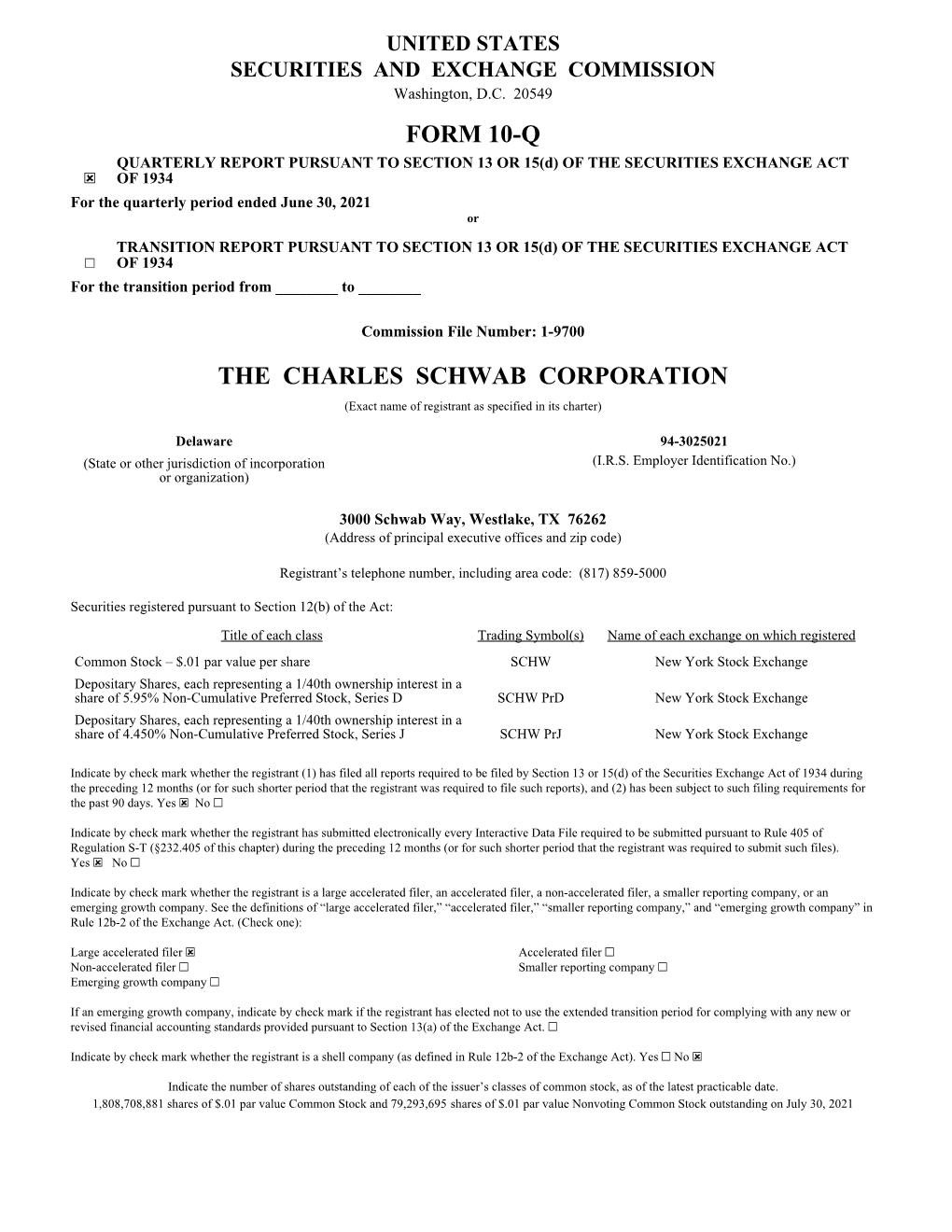 Form 10-Q the Charles Schwab Corporation