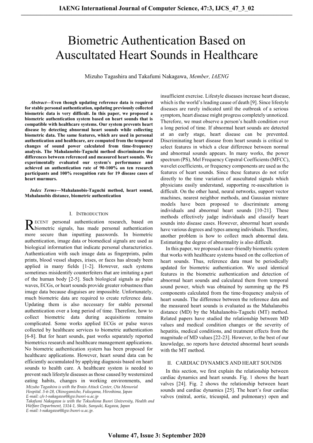 Biometric Authentication Based on Auscultated Heart Sounds in Healthcare