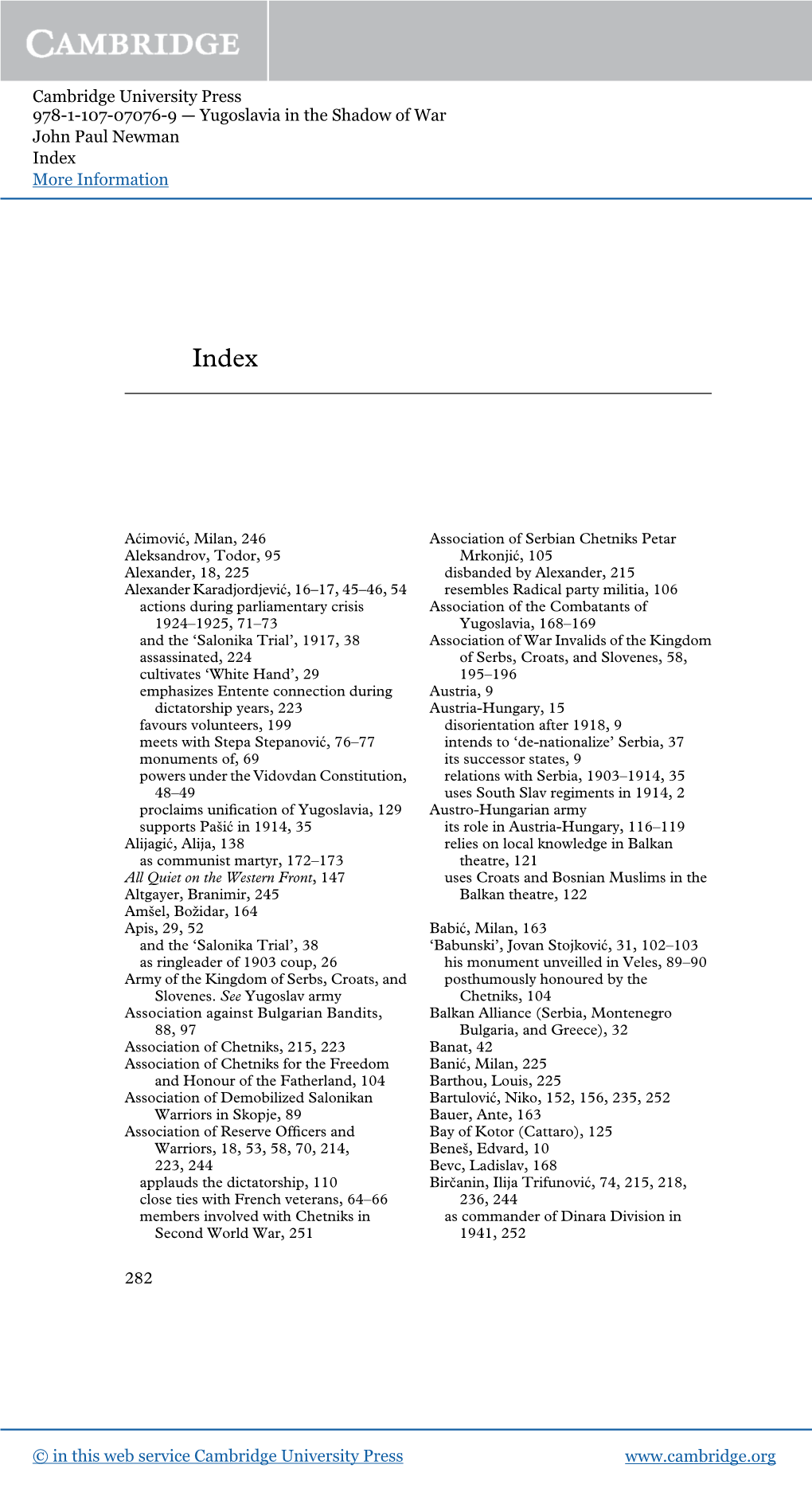 Yugoslavia in the Shadow of War John Paul Newman Index More Information