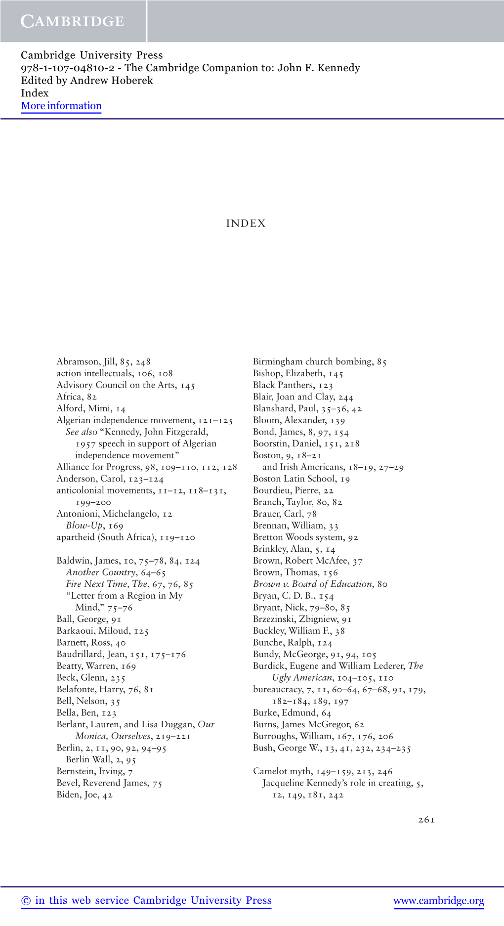 The Cambridge Companion To: John F