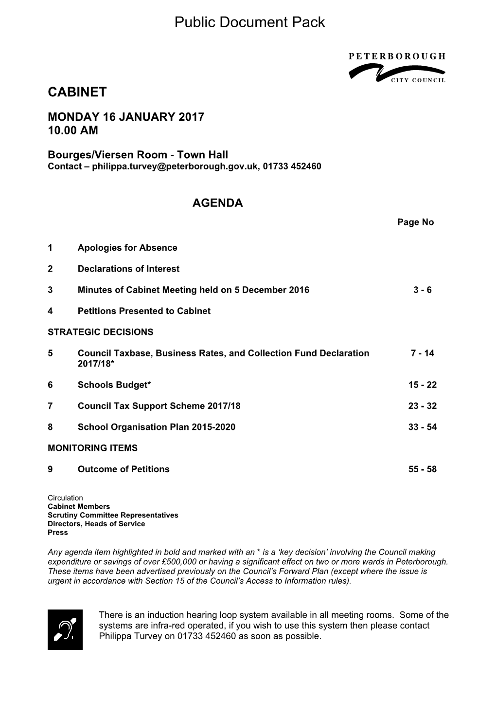 (Public Pack)Agenda Document for Cabinet, 16/01/2017 10:00