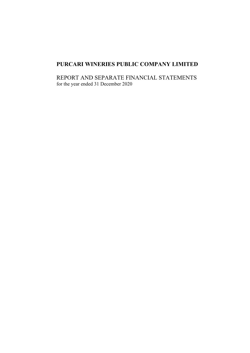 Purcari Wineries Public Company Limited Report And