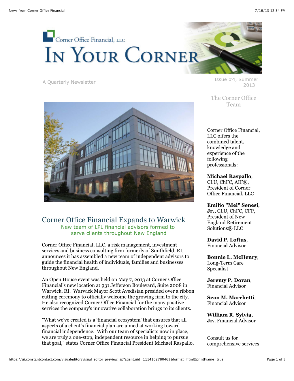 News from Corner Office Financial 7/16/13 12:34 PM