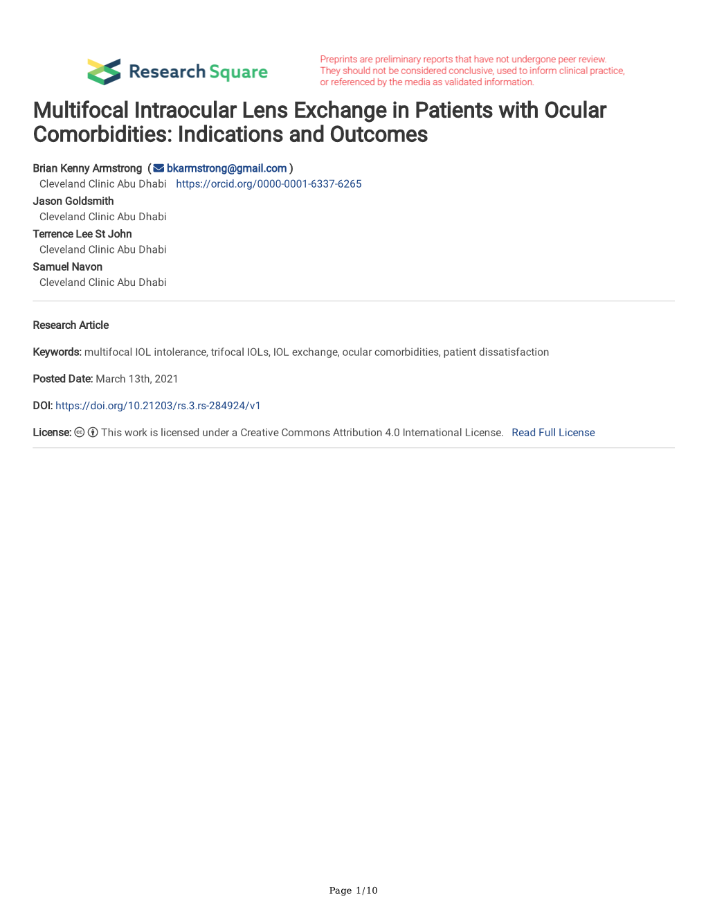 Multifocal Intraocular Lens Exchange in Patients with Ocular Comorbidities: Indications and Outcomes