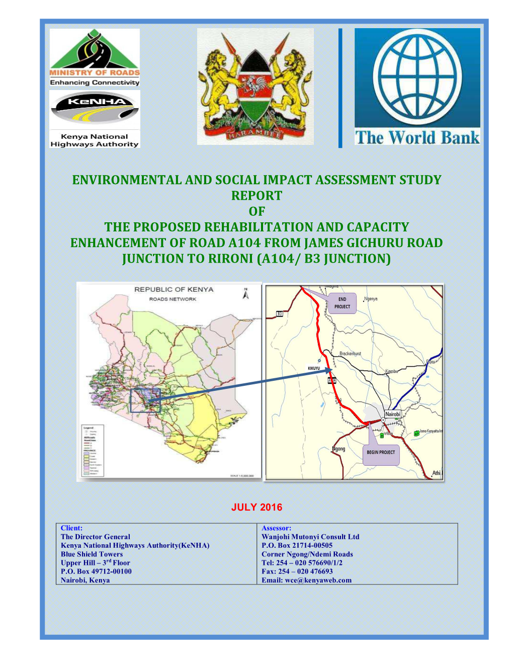 ESIA Study for James Gichuru-Rironi Road