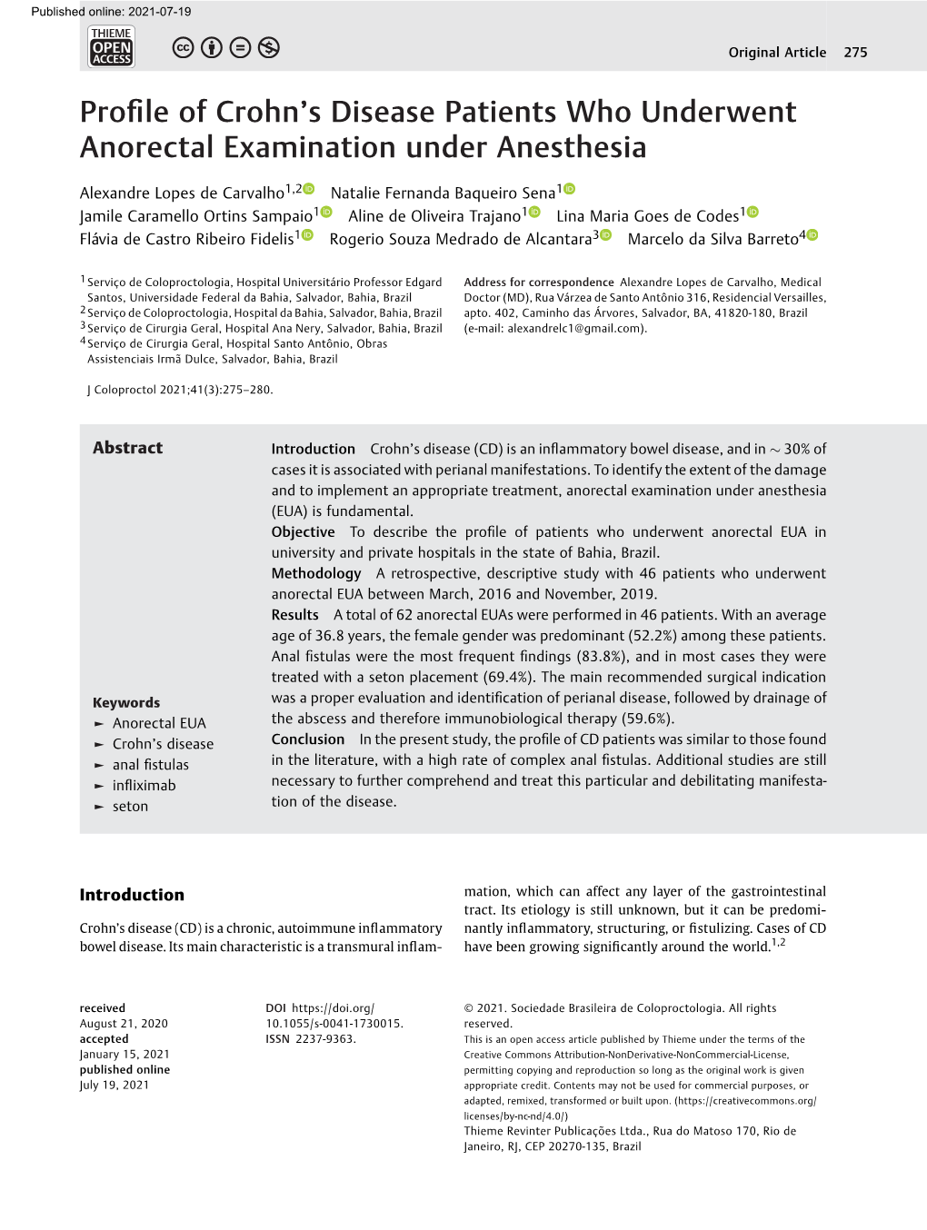 Profile of Crohn's Disease Patients Who Underwent Anorectal