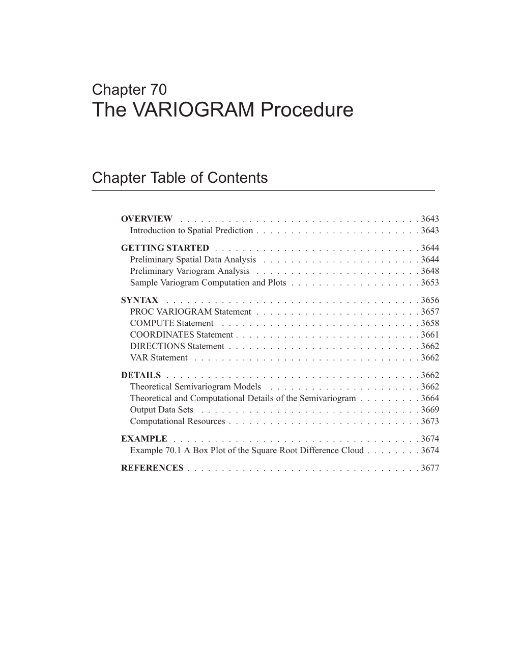 The VARIOGRAM Procedure