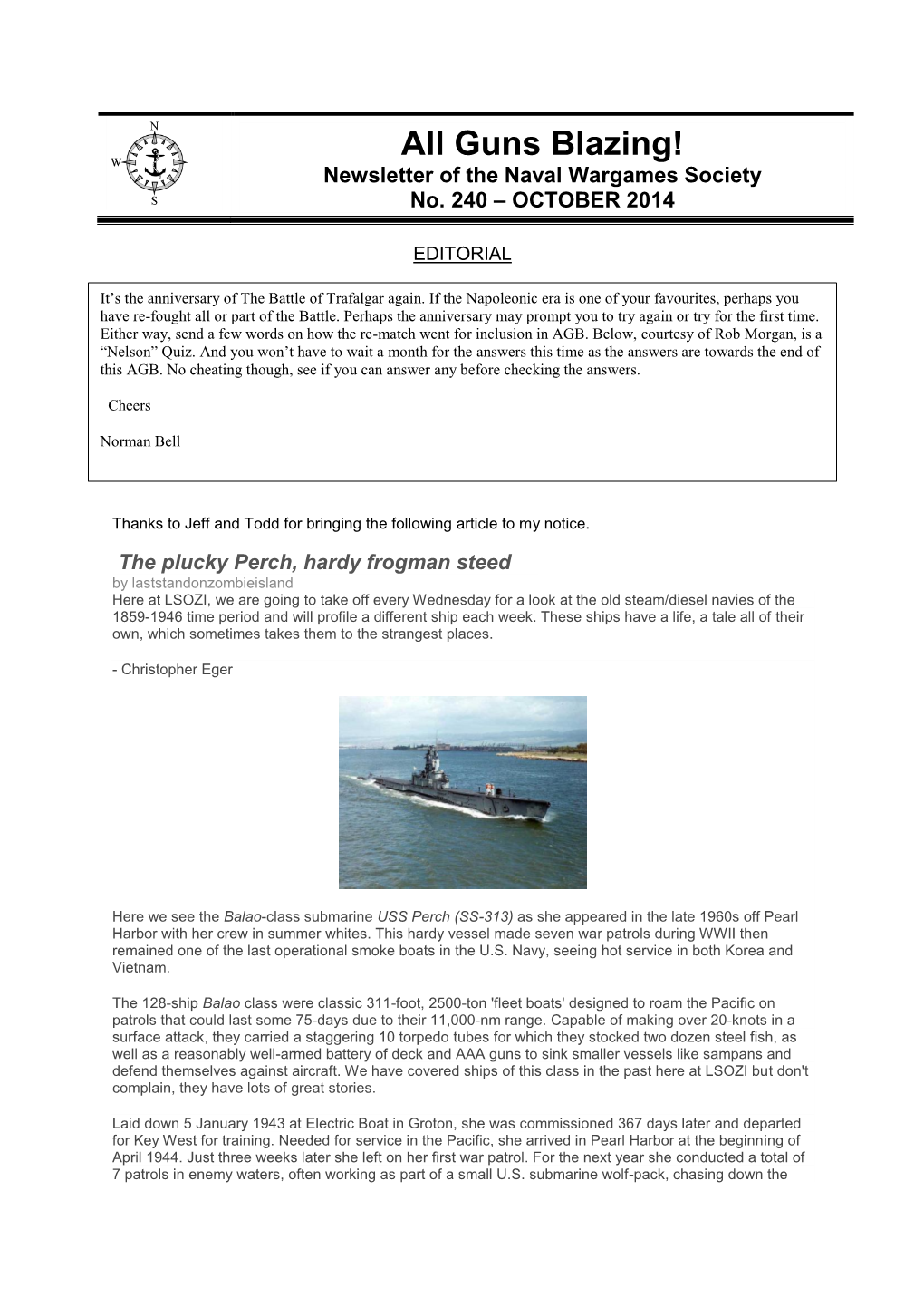 Guns Blazing! Newsletter of the Naval Wargames Society No