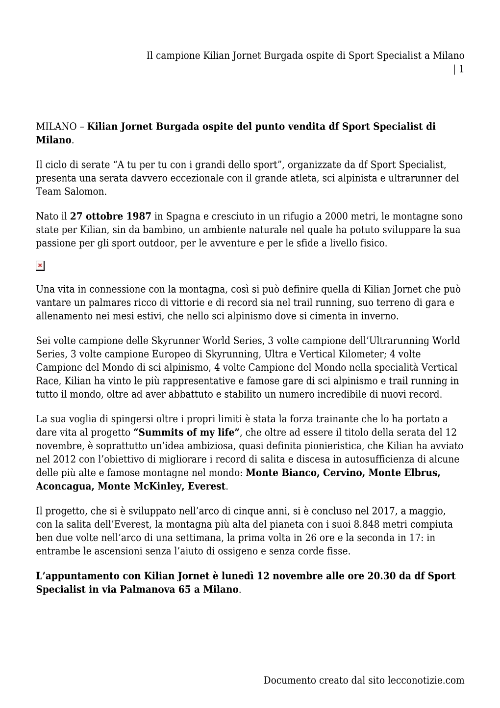 Il Campione Kilian Jornet Burgada Ospite Di Sport Specialist a Milano | 1