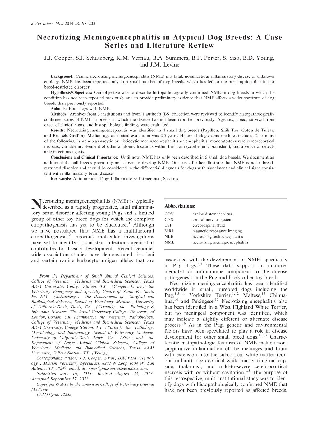 Necrotizing Meningoencephalitis in Atypical Dog Breeds: a Case Series and Literature Review