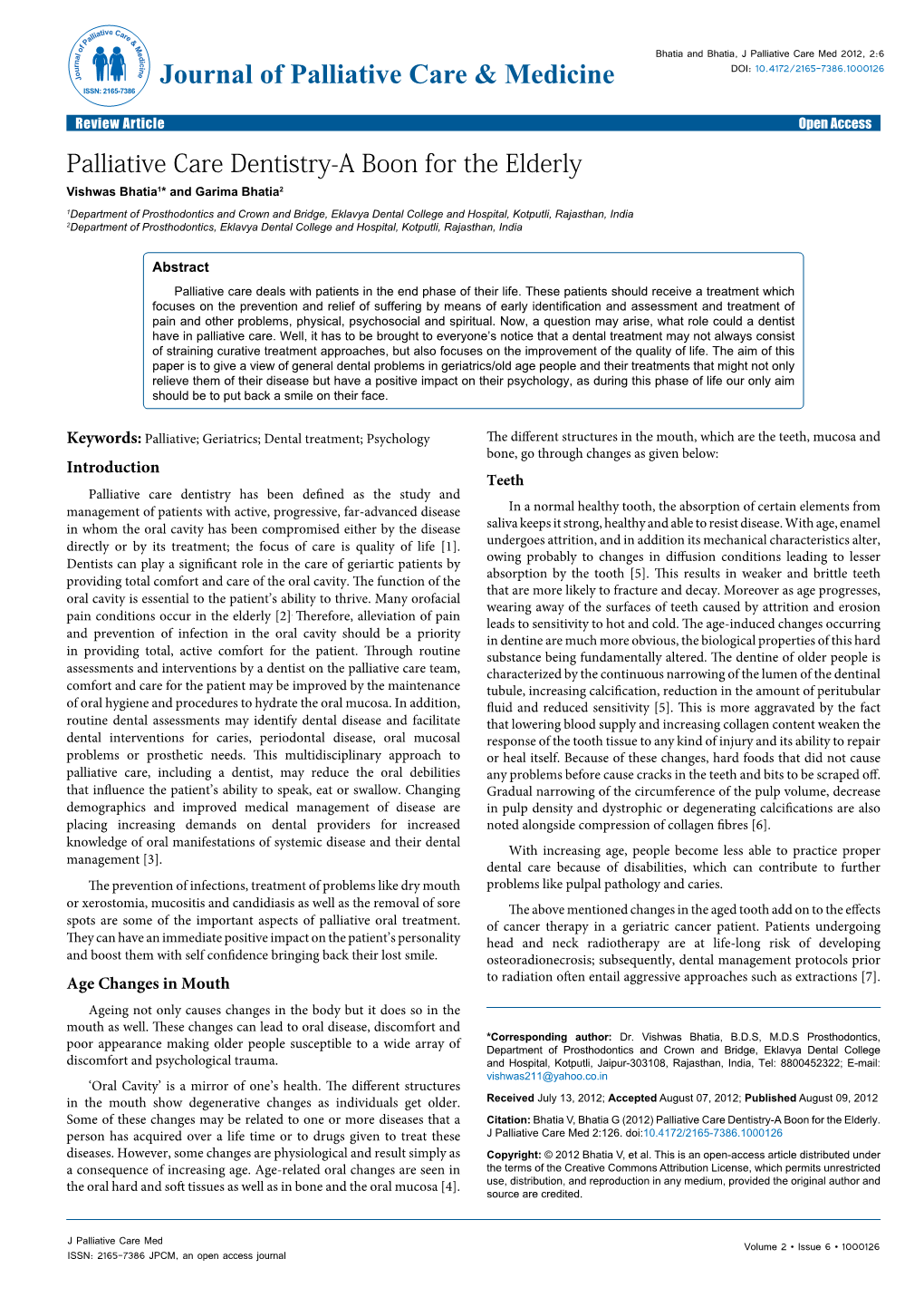 Palliative Care Dentistry-A Boon for the Elderly