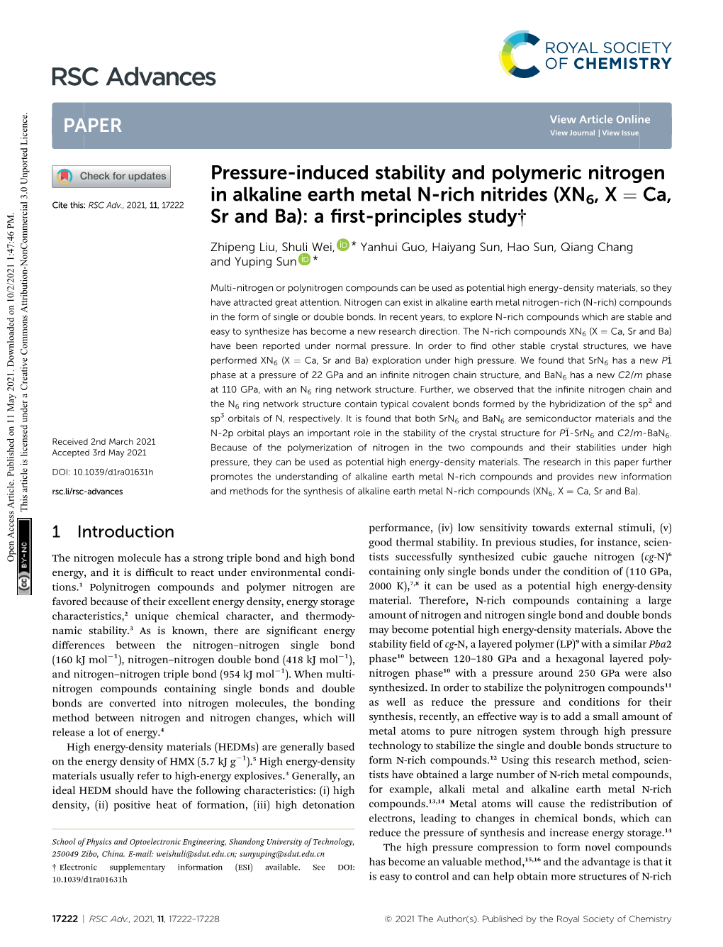 Pressure-Induced Stability and Polymeric Nitrogen in Alkaline Earth