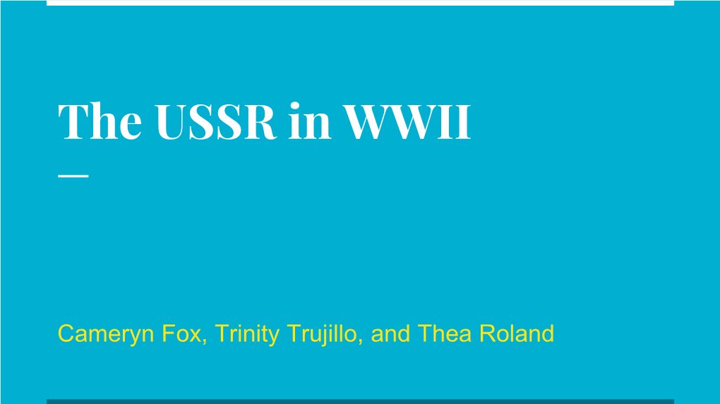 The USSR in WWII