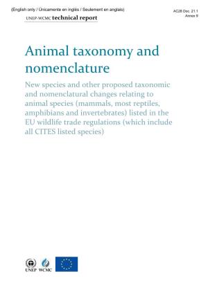 Animal Taxonomy and Nomenclature