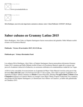 Sabor Cubano En Grammy Latino 2015